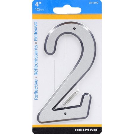 4 in. Reflective Silver Plastic Nail-On Number 2 1 pc, 3PK -  HILLMAN, 841600